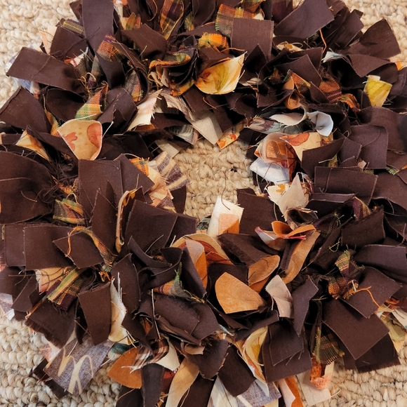 Handmade Fall Fabric Wreath 8 Inch - Picture 2 of 4